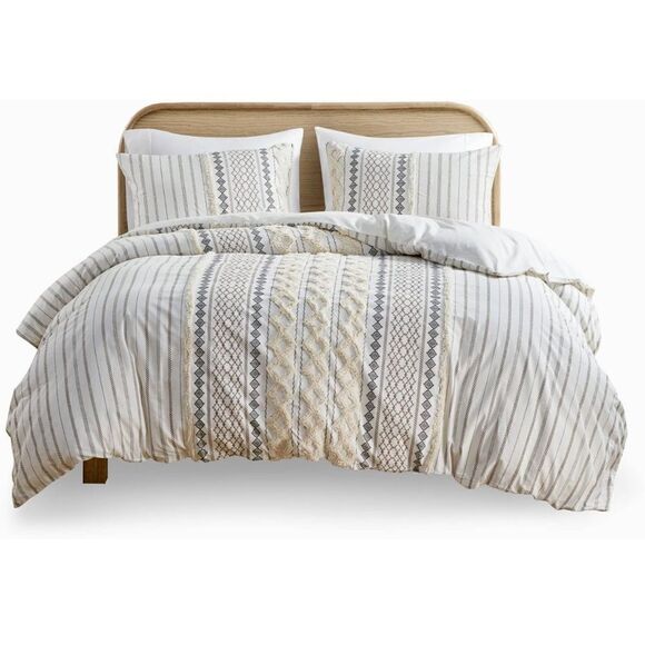 New! INK+IVY Imani 100% Cotton Duvet Mid Century Modern Design 3 Piece - Picture 14 of 16